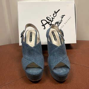 Alice and Olivia jean platform sandal